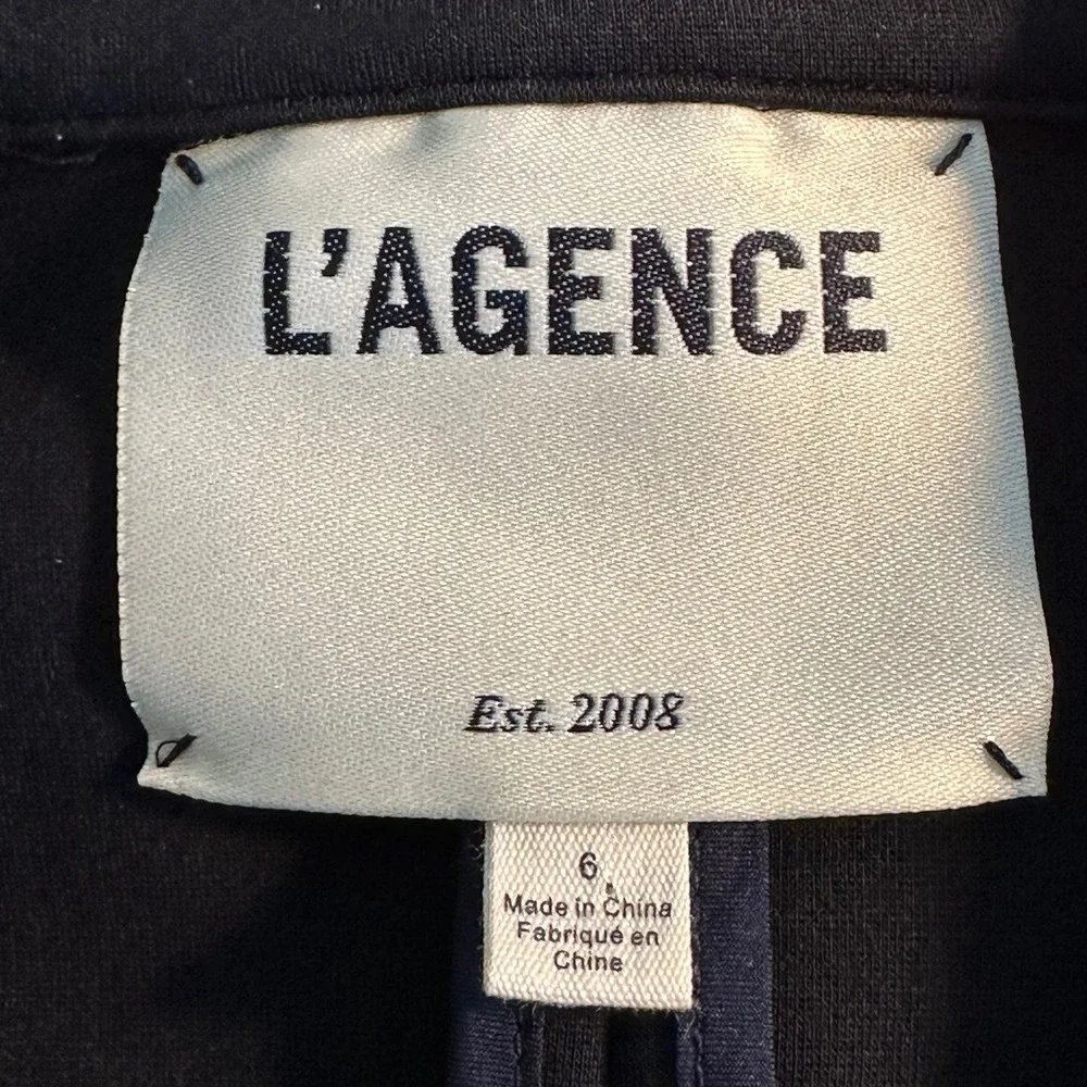 L'AGENCE Stretch Knit Blazer Jacket Size 6 Black Classic‎ Fitted Career Office